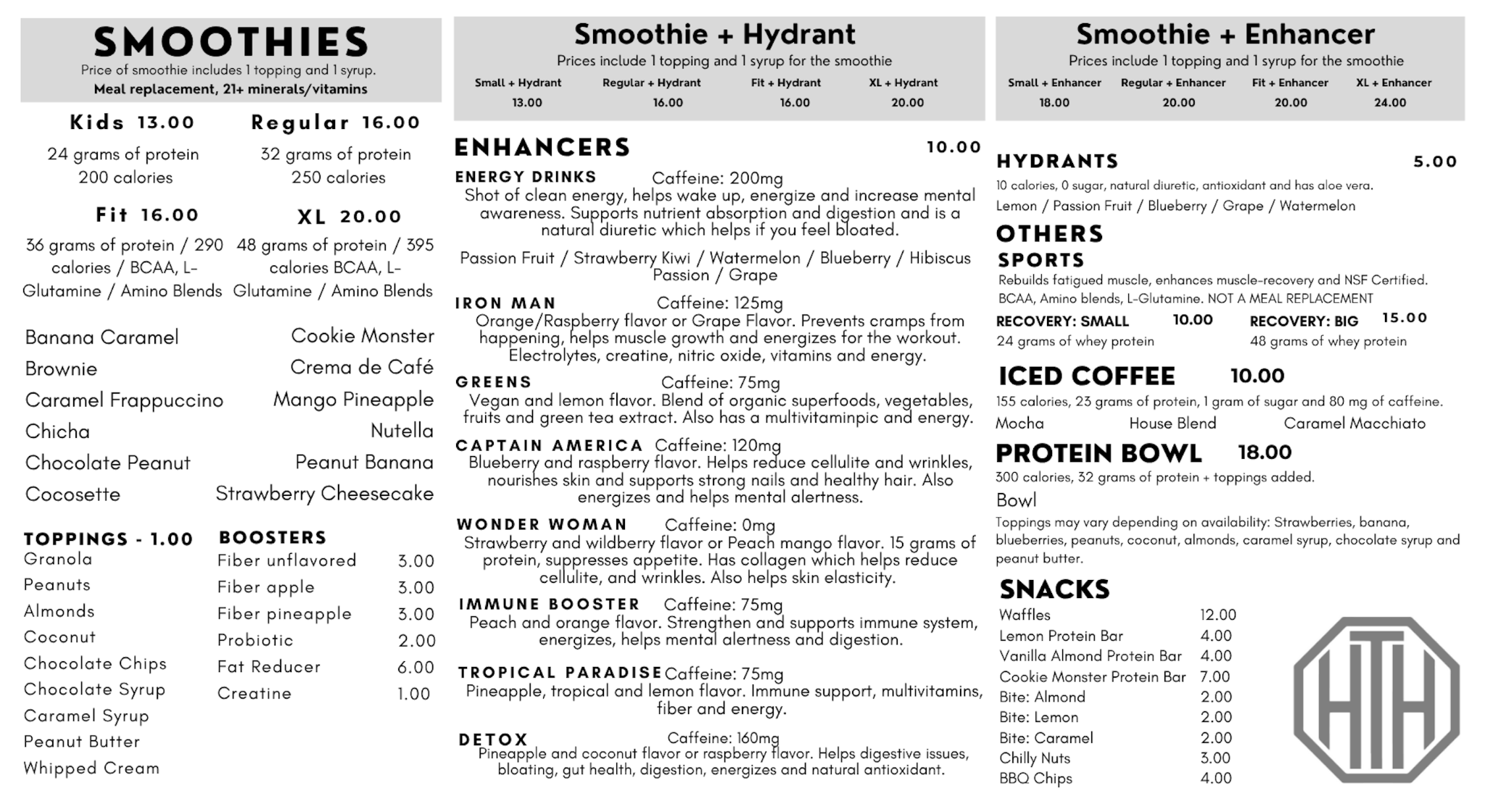 The Healthy Hangout full menu